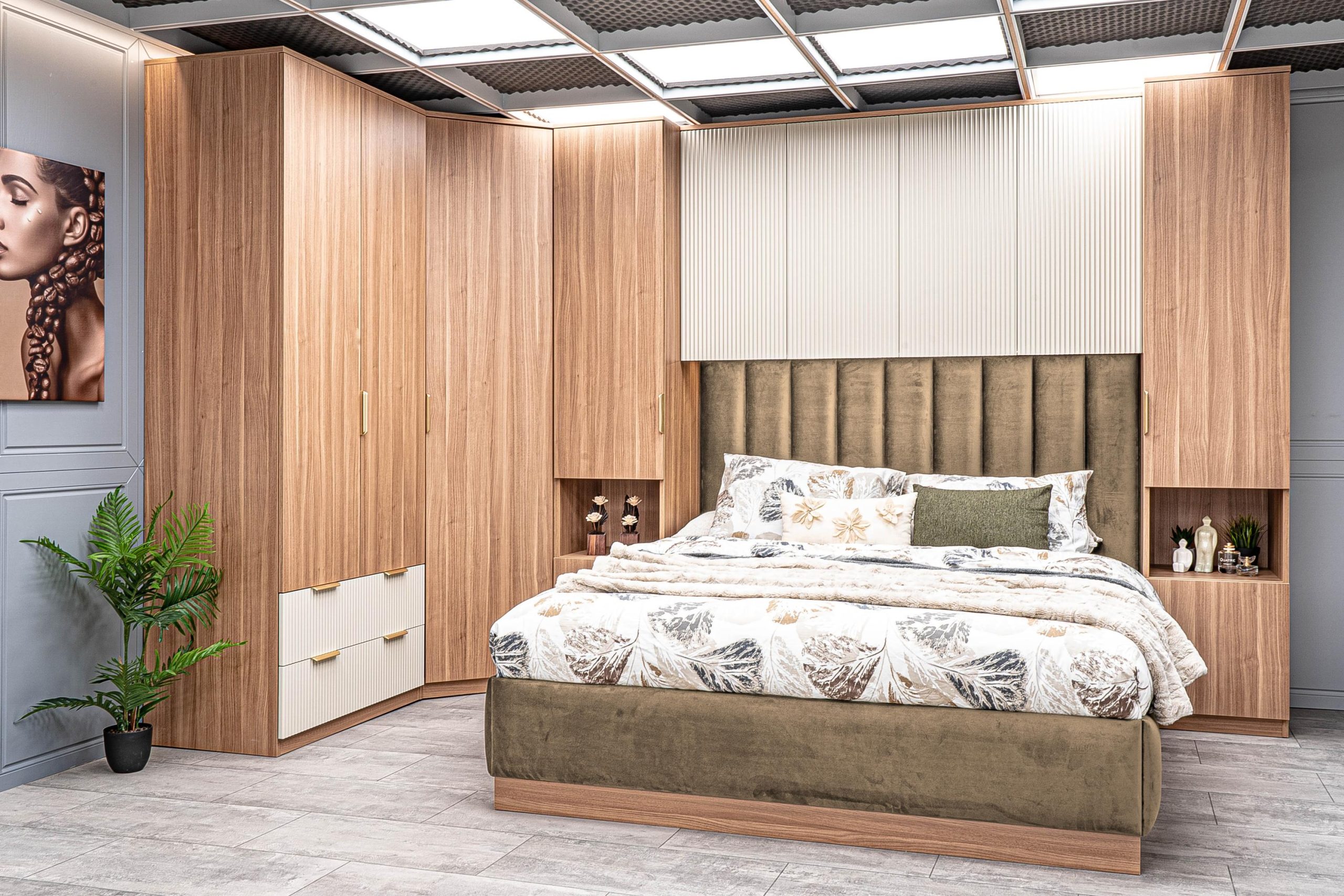 Спален комплект „Артена S” светъл орех+МДФ