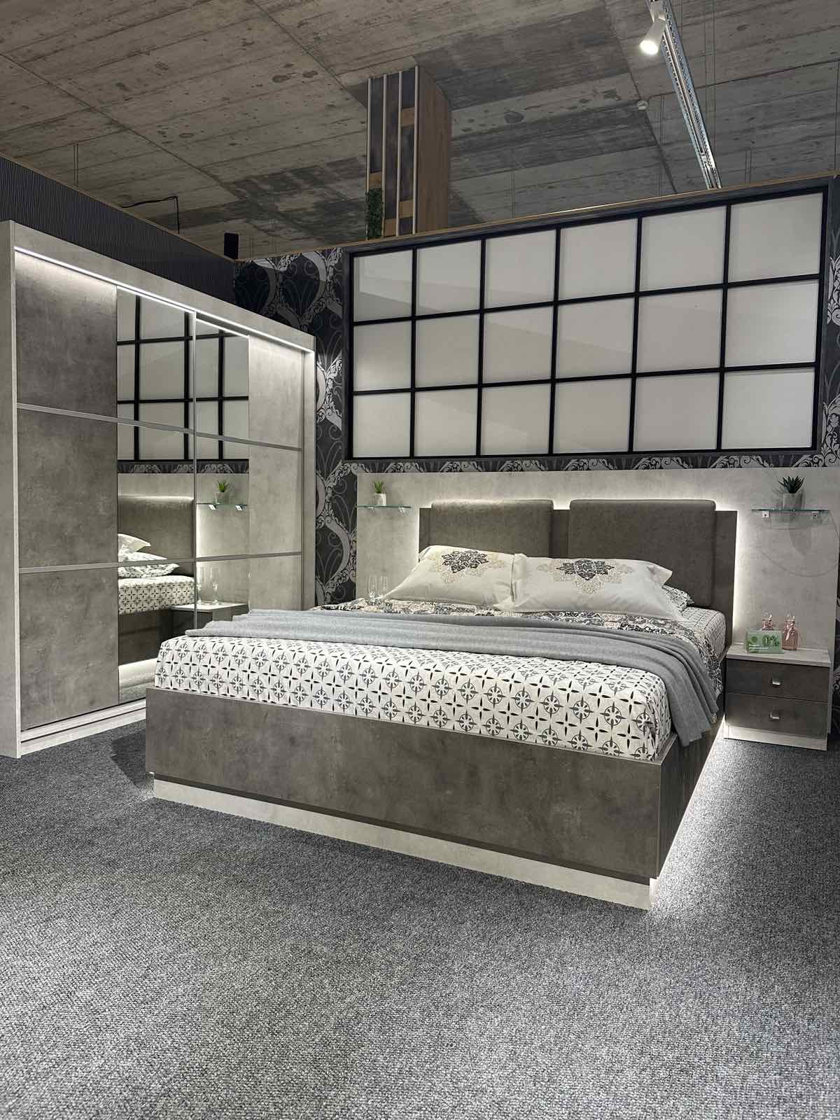 Спален комплект "Мавриций М" мостра за м/к 160/200, г-б дълж 200 см, вкл скрин с огл.